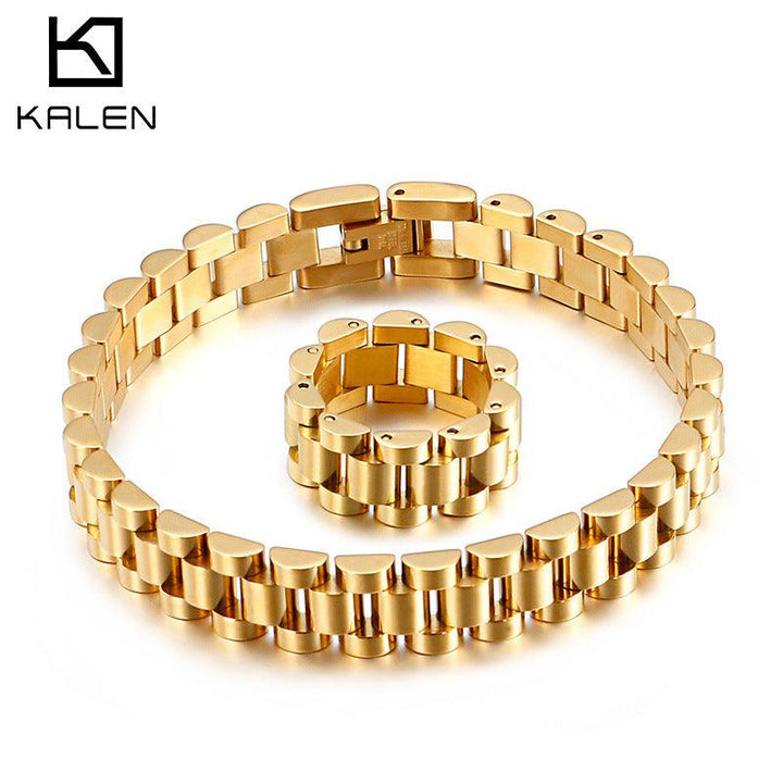 Kalen 10mm Stainless Steel Watch Link Chain Bracelet Rings for Men - kalen