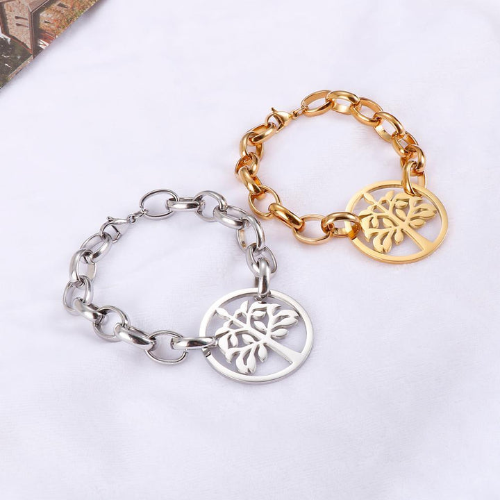 Kalen 10mm Wide Chain Tree Of Life Girls Bracelet Hip-hop Style Party Jewelry Bracelets.