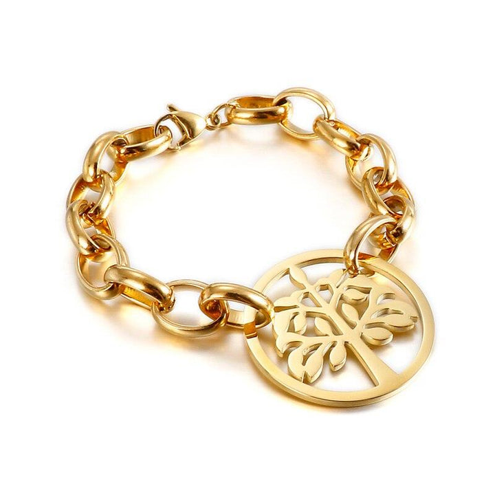 Kalen 10mm Wide Chain Tree Of Life Girls Bracelet Hip-hop Style Party Jewelry Bracelets.