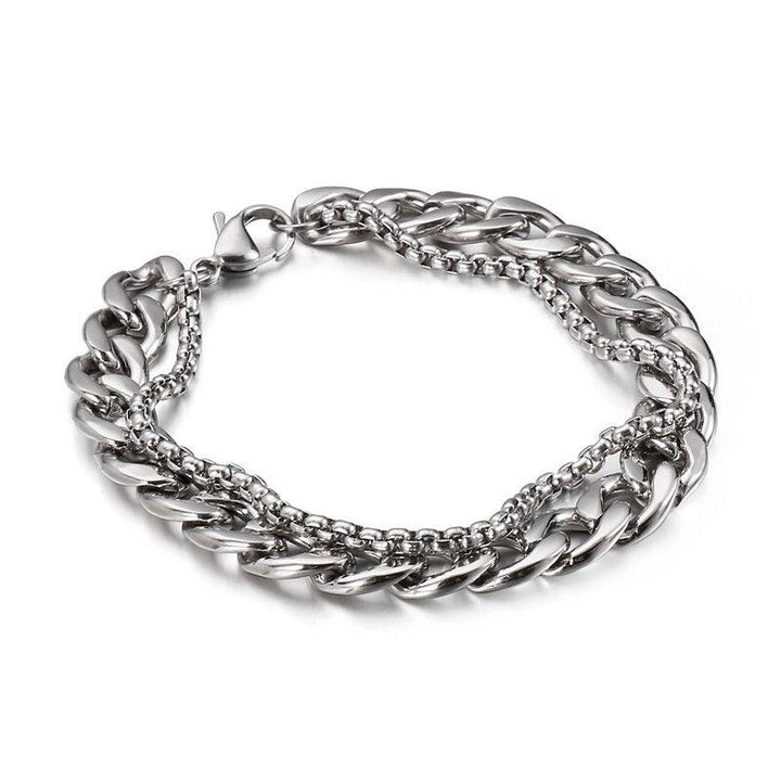 Kalen 10mm Wide Polishing Stainless Steel Men's Combination Bracelet Fashion Simple Jewelry Accessories.