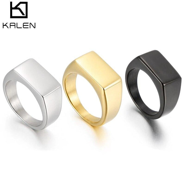 KALEN 10mm Width Minimalist Gold Color Chunky кольца Trendy Geometric Round Circle Rings For Men Thick Stack Anillos Jewelry.