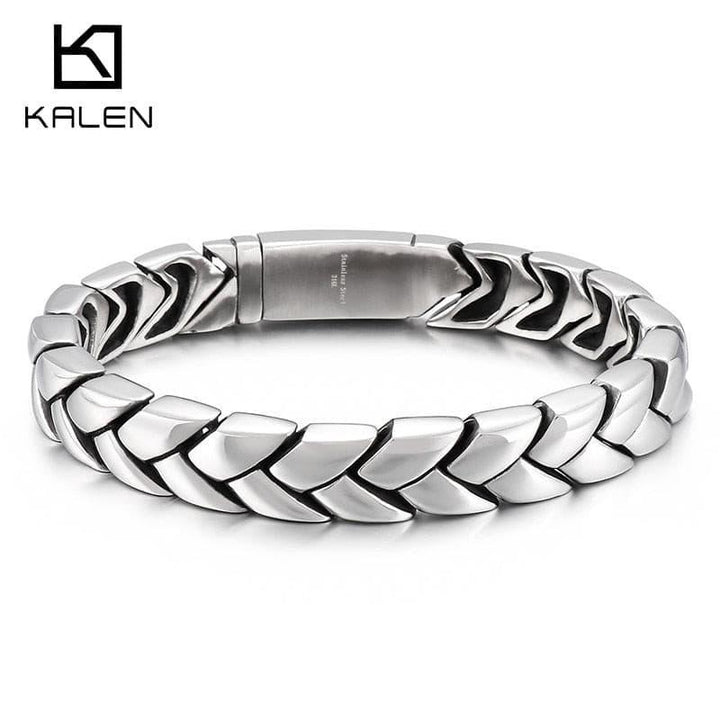 KALEN 11mm Cast Polished Small Chain Bracelet Men Stainless Steel 316L Trendy Jewelry Newest.