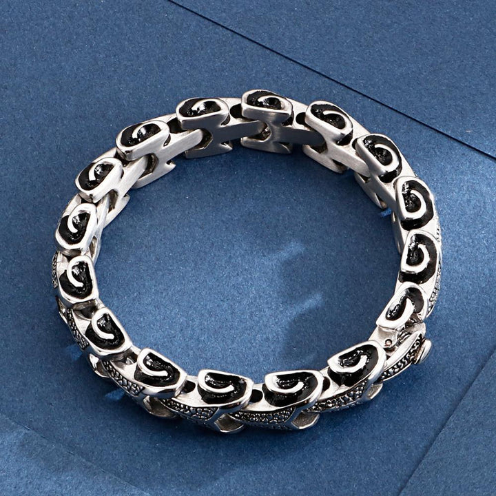 Kalen 11mm Charm Men's Stainless Steel Bracelet Snake Chain Animal Texture Jewelry.