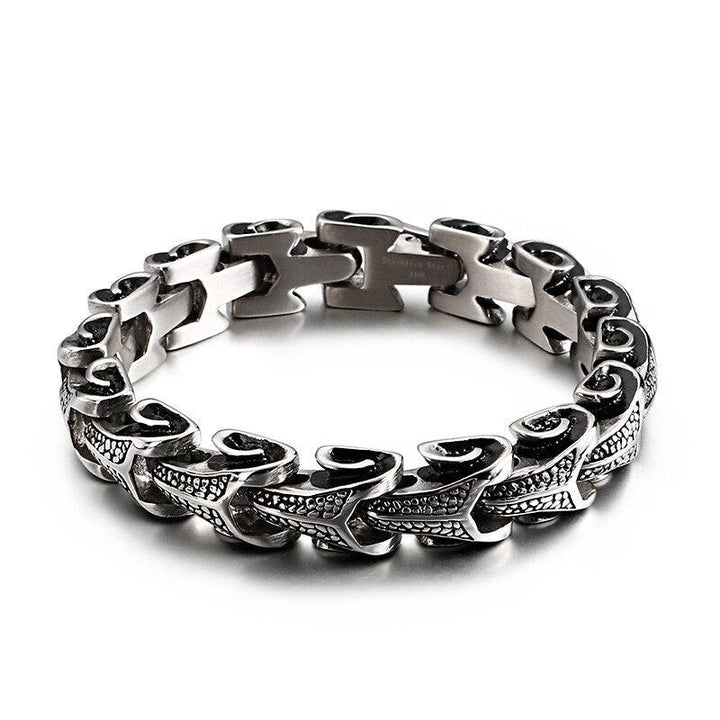 Kalen 11mm Charm Men's Stainless Steel Bracelet Snake Chain Animal Texture Jewelry.