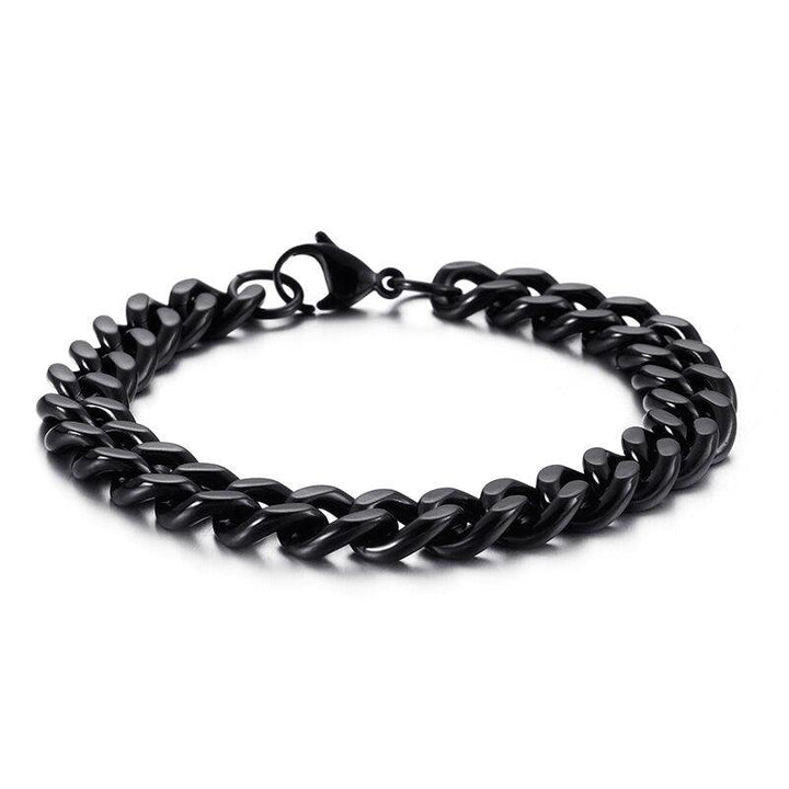 Kalen 11mm Dubai Gold Color Link Bracelet Men 16-24cm Black Cuban Chain Stainless Steel Jewelry.