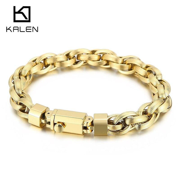 KALEN 11mm Lin Chain Bracelet Men Stainless Steel Trendy New Arrvied Jewelry.