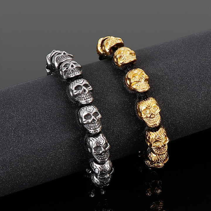 Kalen New Punk Skull Charm Bracelet Men's Stainless Steel Beaded Bracelet Men's Gothic Jewelry 2021.