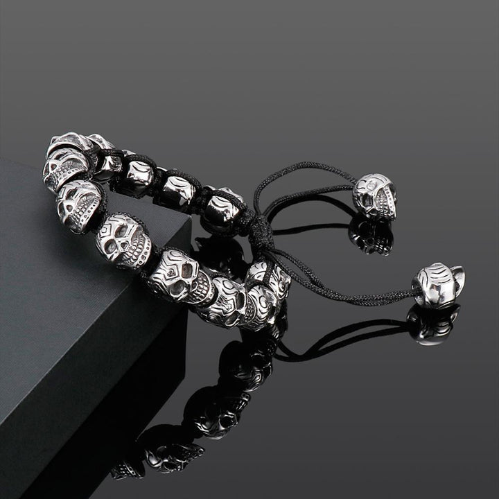 Kalen New Punk Skull Charm Bracelet Men's Stainless Steel Beaded Bracelet Men's Gothic Jewelry 2021.