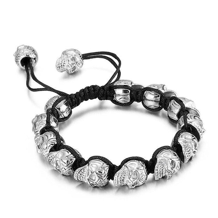 Kalen New Punk Skull Charm Bracelet Men's Stainless Steel Beaded Bracelet Men's Gothic Jewelry 2021.