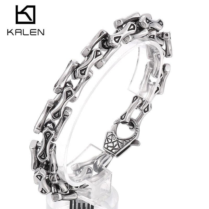 KALEN 11mm Vintage Stainless Steel Bicycle Chain Spliced Men's Bracelet Jewelry Accessories.