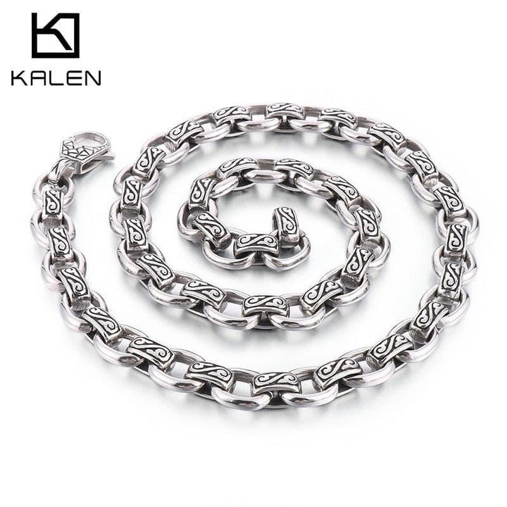 KALEN 12mm Animal Prints Stainless Steel Necklace For Men Charm Necklace Jewelry Accessories.