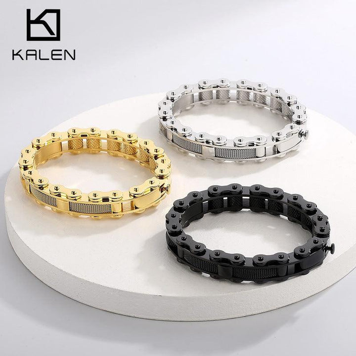 Kalen 12mm Biker Stainless Steel Bicycle Chain Bracelet for Men - kalen