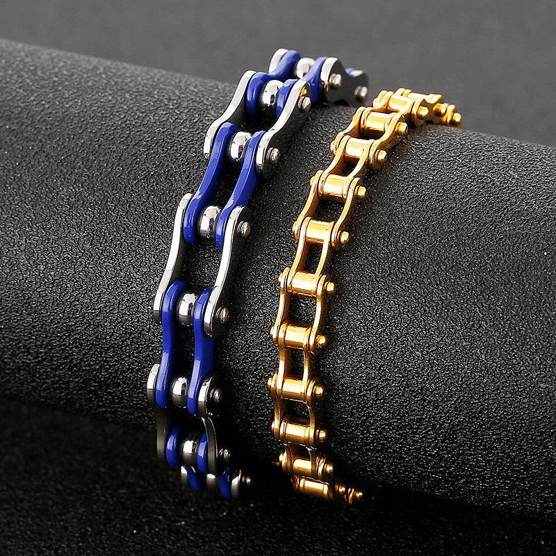 Kalen 12mm Biker Stainless Steel Bicycle Chain Colorful Roller Bracelet for Men - kalen