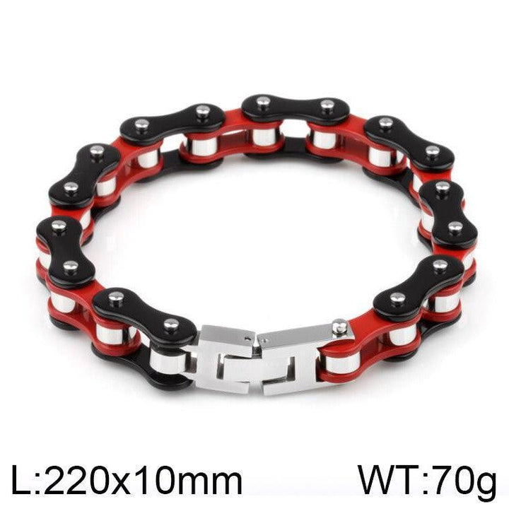 Kalen 12mm Biker Stainless Steel Bicycle Chain Colorful Roller Bracelet for Men - kalen