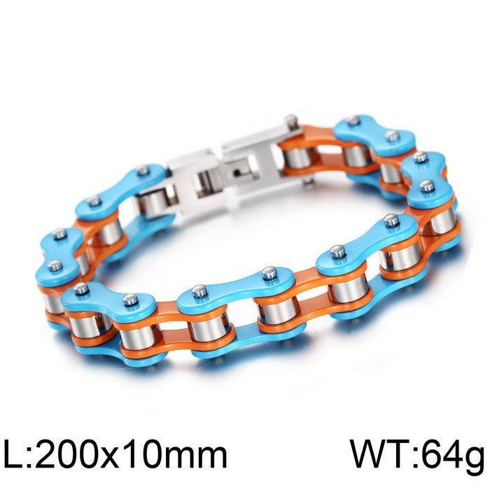 Kalen 12mm Biker Stainless Steel Bicycle Chain Colorful Roller Bracelet for Men - kalen