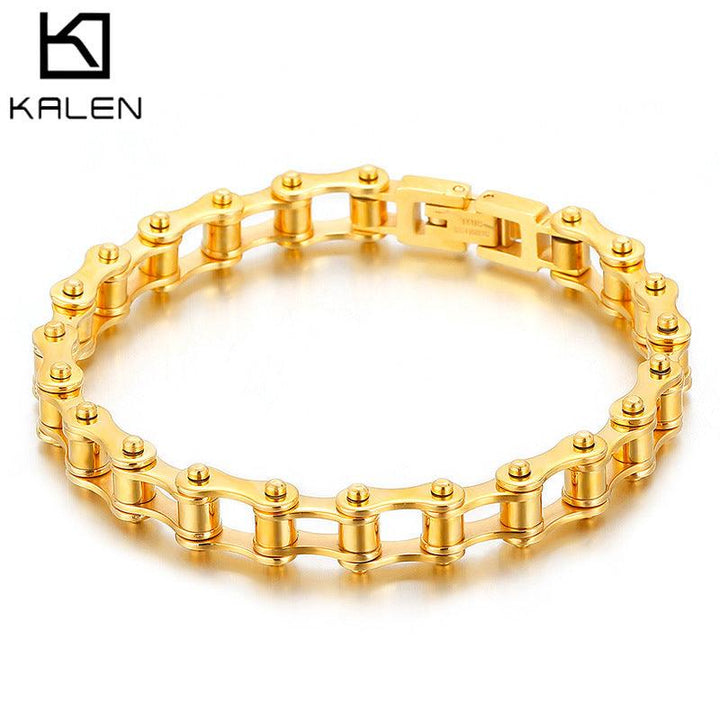 Kalen 12mm Biker Stainless Steel Bicycle Chain Colorful Roller Bracelet for Men - kalen