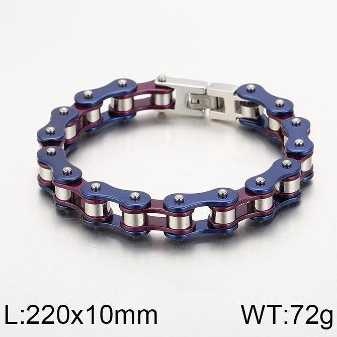 Kalen 12mm Biker Stainless Steel Bicycle Chain Colorful Roller Bracelet for Men - kalen