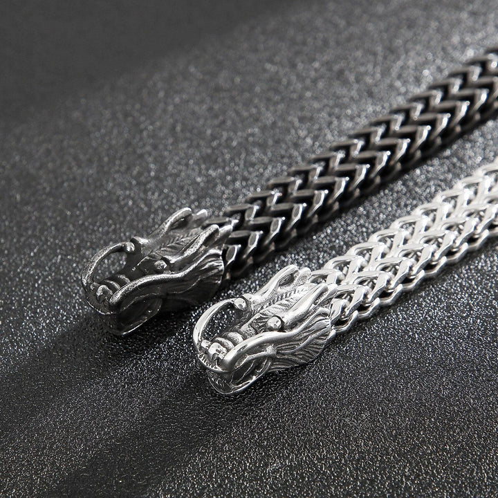 Kalen 12mm Wristband Braided Chain Dragon Men's Stainless Steel Bracelet Punk Style Accessories.