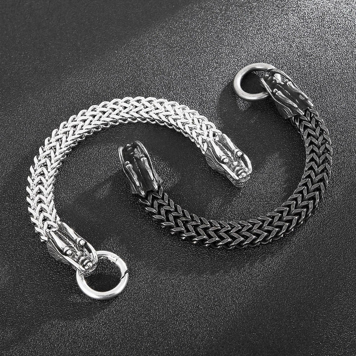 Kalen 12mm Wristband Braided Chain Dragon Men's Stainless Steel Bracelet Punk Style Accessories.