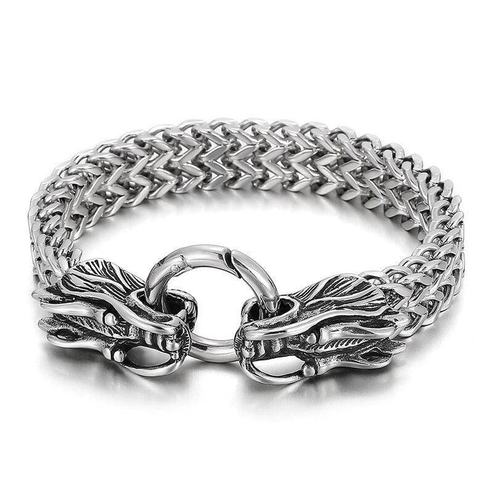 Kalen 12mm Wristband Braided Chain Dragon Men's Stainless Steel Bracelet Punk Style Accessories.