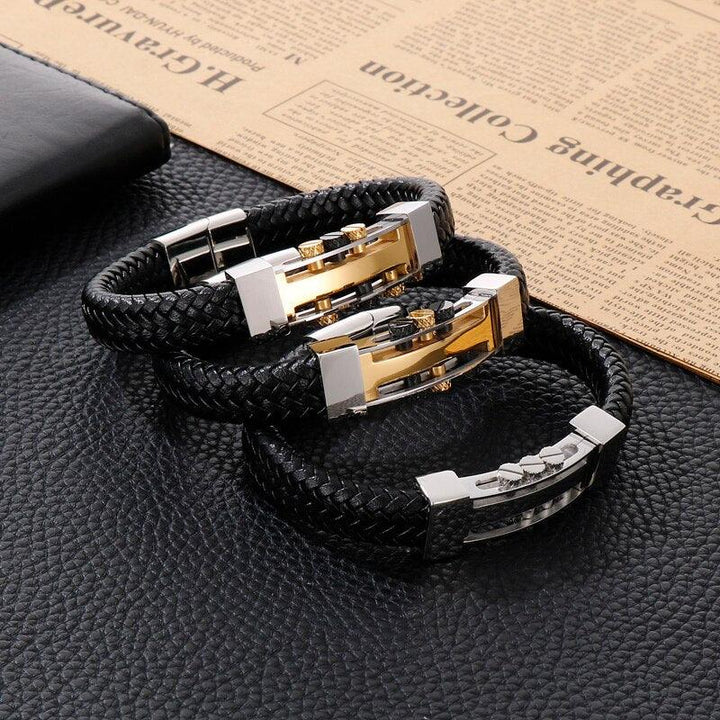 Kalen Trendy Cowhide Stainless Steel Bracelet Screw Accessories High Quality Men's Bracelets Wristband Jewelry.