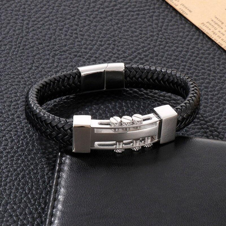 Kalen Trendy Cowhide Stainless Steel Bracelet Screw Accessories High Quality Men's Bracelets Wristband Jewelry.