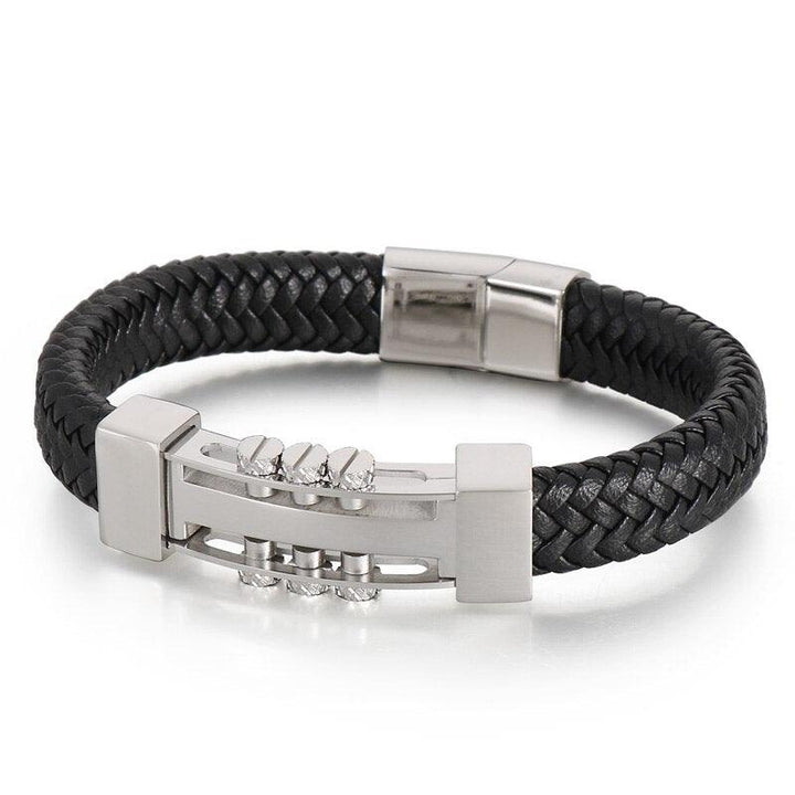 Kalen Trendy Cowhide Stainless Steel Bracelet Screw Accessories High Quality Men's Bracelets Wristband Jewelry.