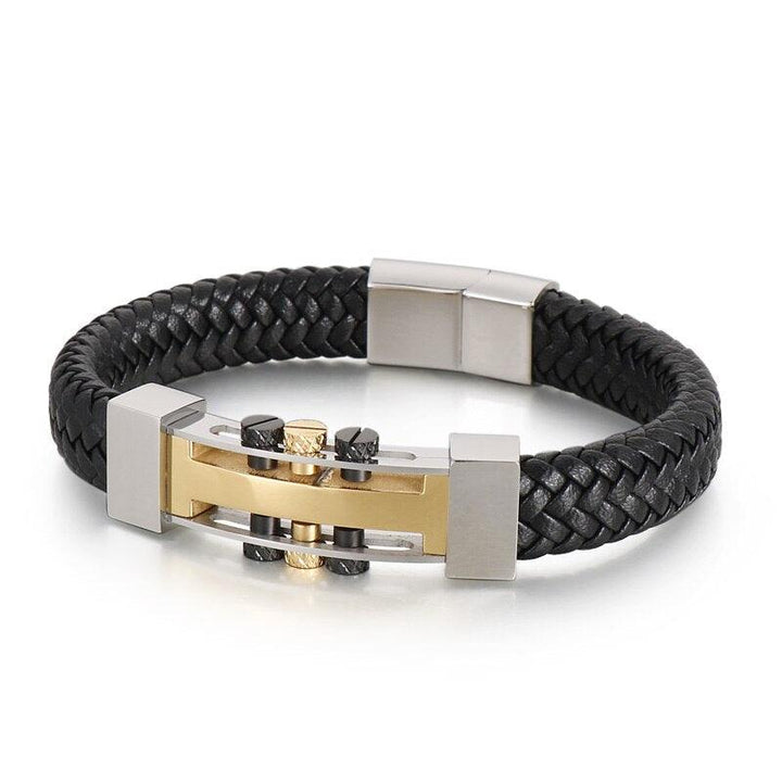 Kalen Trendy Cowhide Stainless Steel Bracelet Screw Accessories High Quality Men's Bracelets Wristband Jewelry.