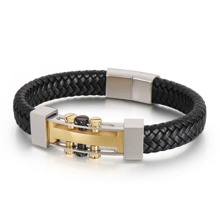 Kalen Trendy Cowhide Stainless Steel Bracelet Screw Accessories High Quality Men's Bracelets Wristband Jewelry.