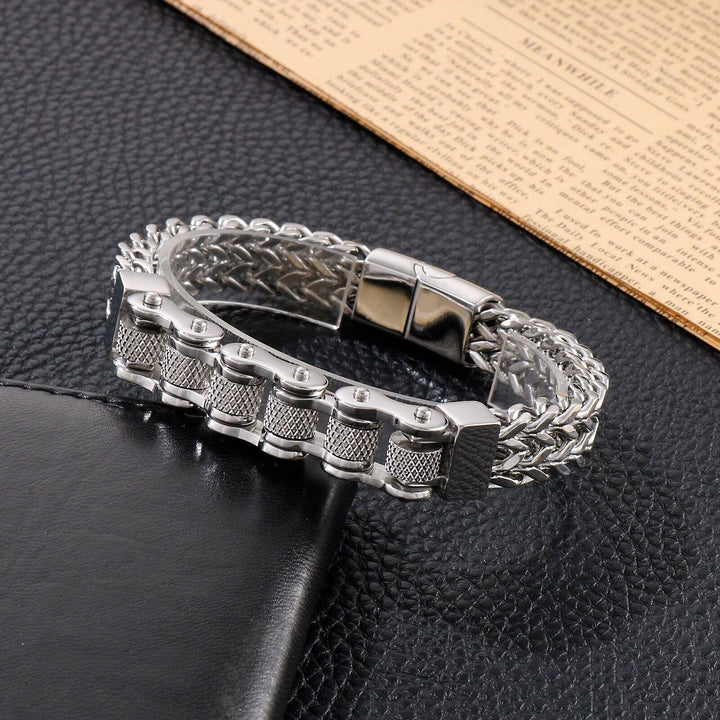 Kalen Bicycle Chain 12mm Braided Link Men's Stainless Steel Bracelet Jewelry Best Gift.