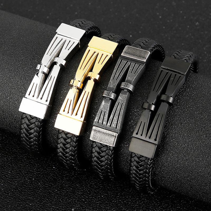 Kalen 12mm Leather Stainless Steel Bracelet For Men - kalen