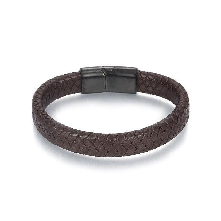 Kalen 12mm Leather Stainless Steel Bracelet For Men - kalen