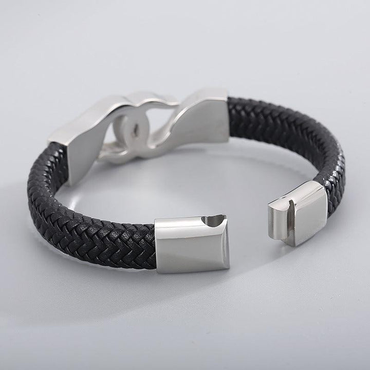 Kalen 12mm Leather Stainless Steel Bracelet For Men - kalen