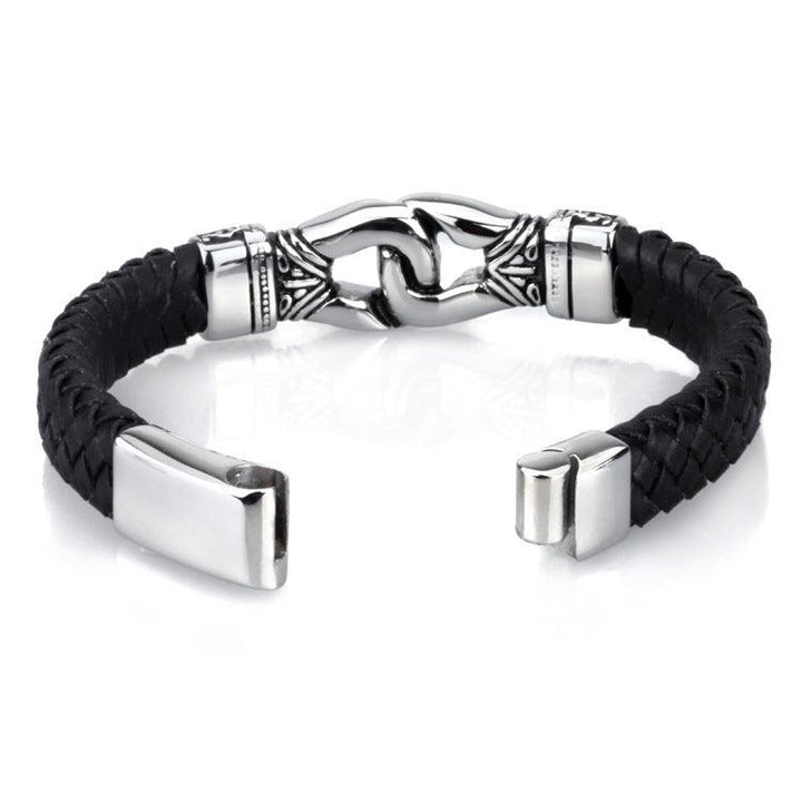 Kalen 12mm Leather Stainless Steel Bracelet For Men - kalen