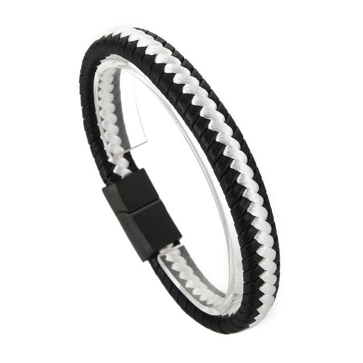 Kalen 12mm Leather Stainless Steel Bracelet For Men - kalen