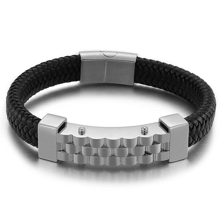 Kalen 12mm Leather Stainless Steel Bracelet For Men - kalen