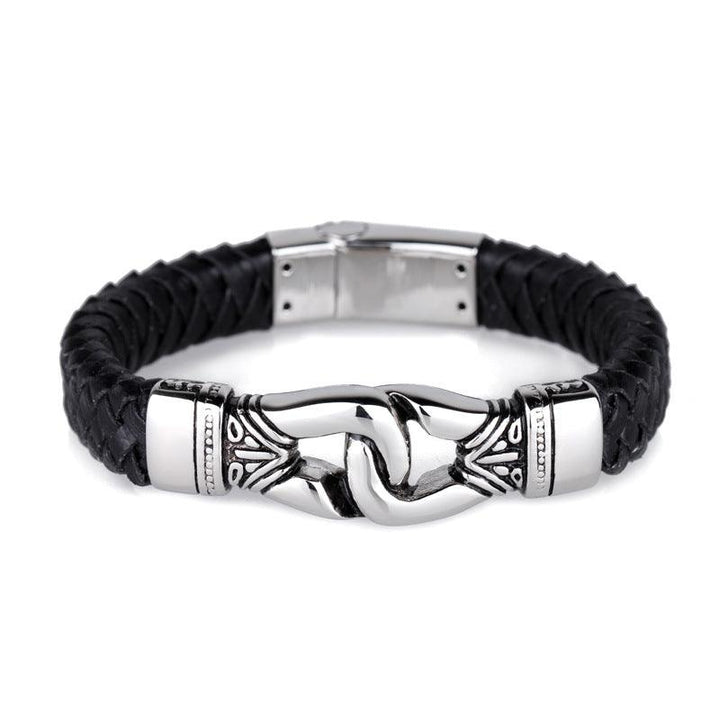 Kalen 12mm Leather Stainless Steel Bracelet For Men - kalen