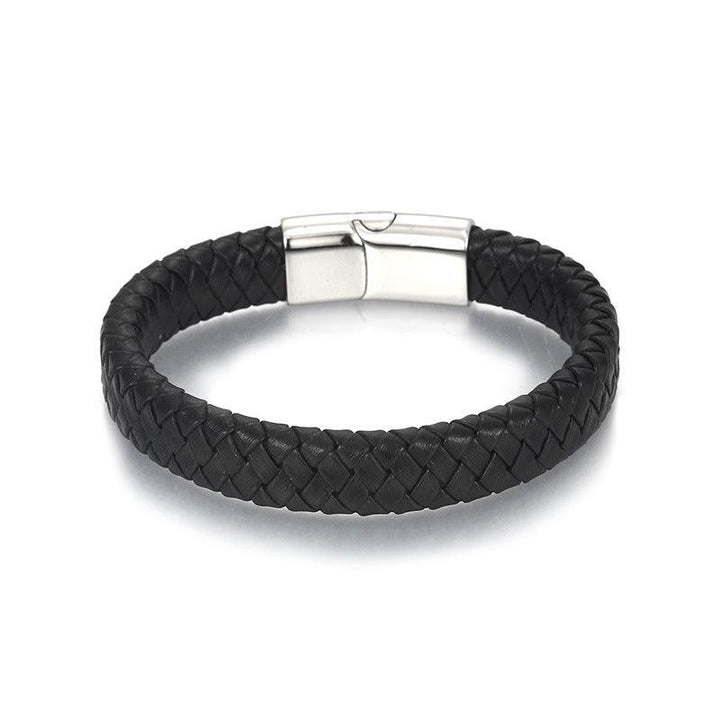 Kalen 12mm Leather Stainless Steel Bracelet For Men - kalen