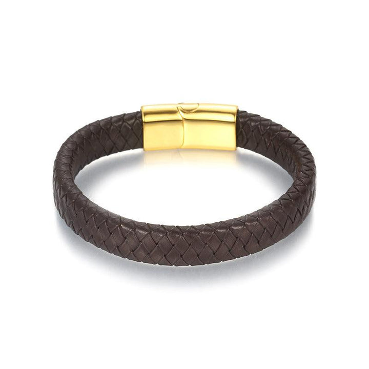 Kalen 12mm Leather Stainless Steel Bracelet For Men - kalen