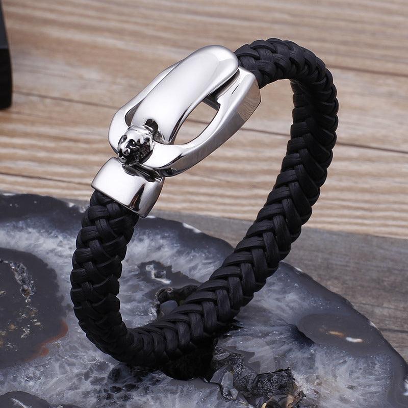 Kalen Leather Stainless Steel Lion Animal Charm Bracelet For Men ...