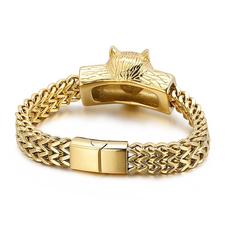 Kalen Viking Wolf 12mm Box Pattern Chain Men's Stainless Steel Bracelet Bangles Jewelry 2021.