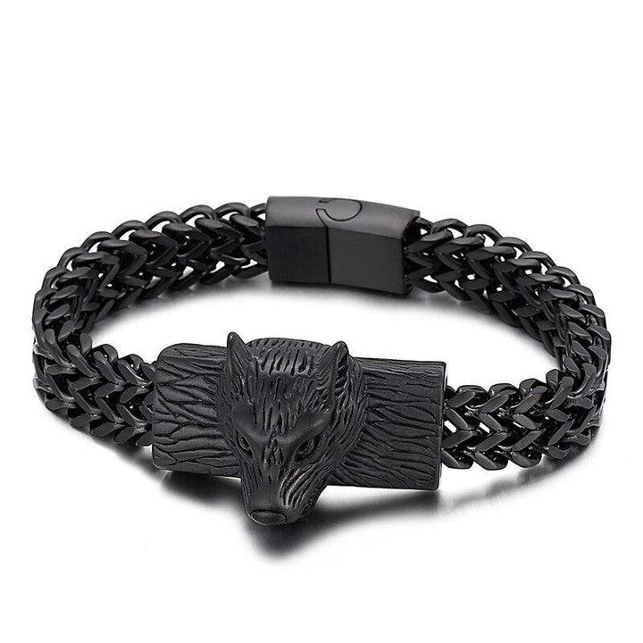 Kalen Viking Wolf 12mm Box Pattern Chain Men's Stainless Steel Bracelet Bangles Jewelry 2021.