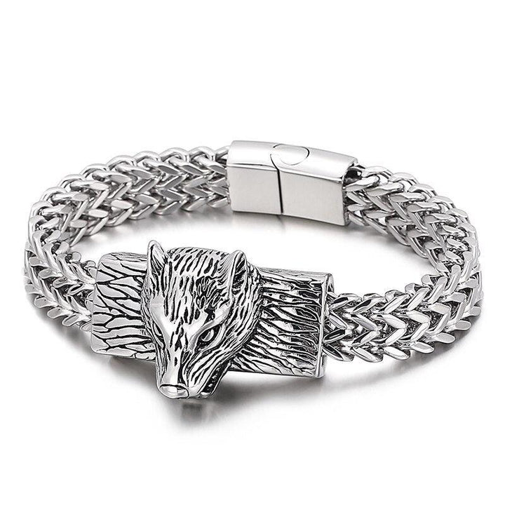 Kalen Viking Wolf 12mm Box Pattern Chain Men's Stainless Steel Bracelet Bangles Jewelry 2021.