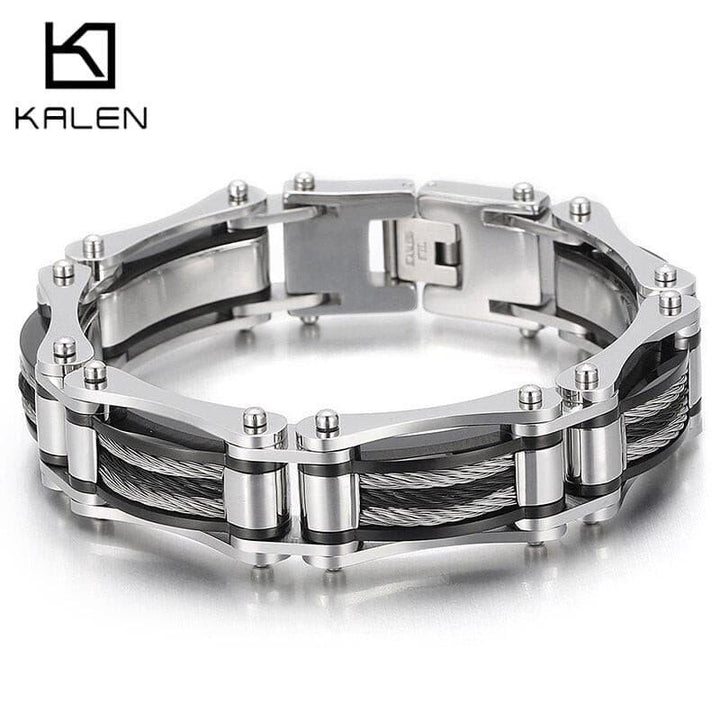 Kalen Retro Bicycle Chain Stainless Steel Bracelet Men Wrist Band  Punk Wristband Stylish Casual Bangle.
