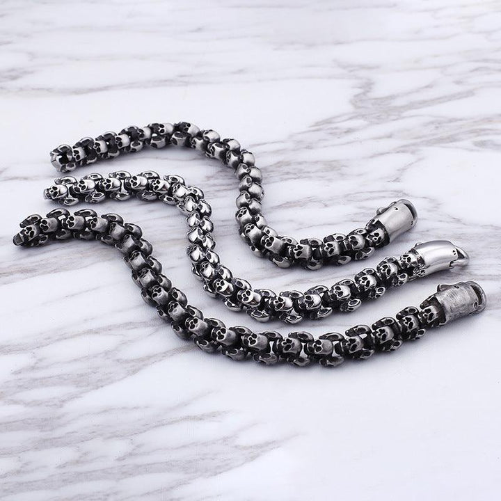 Kalen 12mm Punk Skull Chain Bracelets For Men - kalen