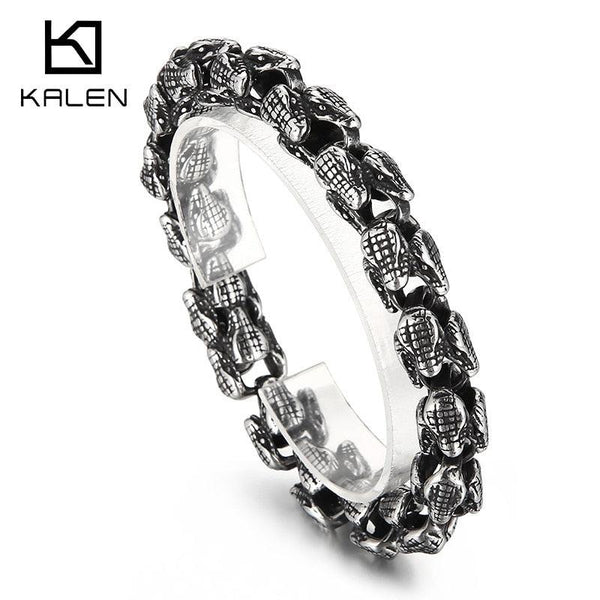 KALEN 12mm Snake Link Chain Bracelet Men Stainless Steel 316L Matte Punk Jewelry 2022.