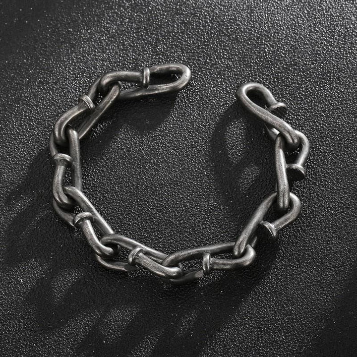 KALEN 12mm Vintage Nail Link Chain Bracelet Men Stainless Steel 316L Identity Jewelry.