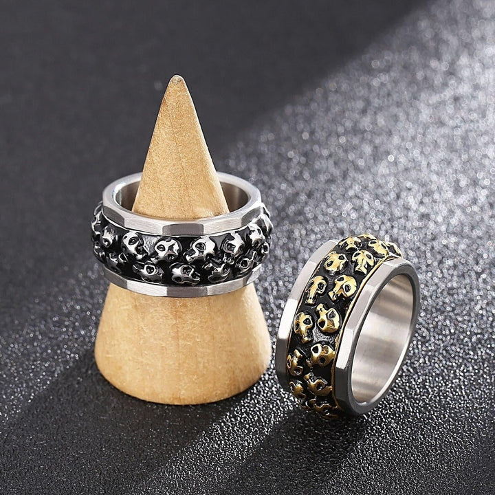 Kalen 12mm Wide Neo-Gothic Style Men's Ring High Quality Stainless Steel Skull Rings Party Accessories Jewelry.