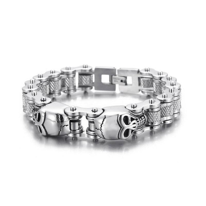 Kalen 13mm Bicycle Chain Skull Charm for Men Bracelet - kalen