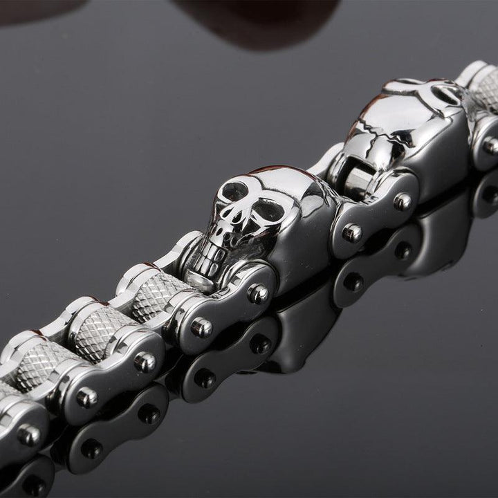 Kalen 13mm Bicycle Chain Skull Charm for Men Bracelet - kalen